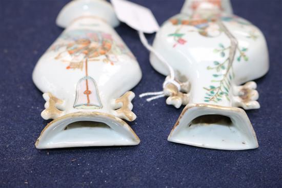 Two 19th century Chinese famille rose wall vases